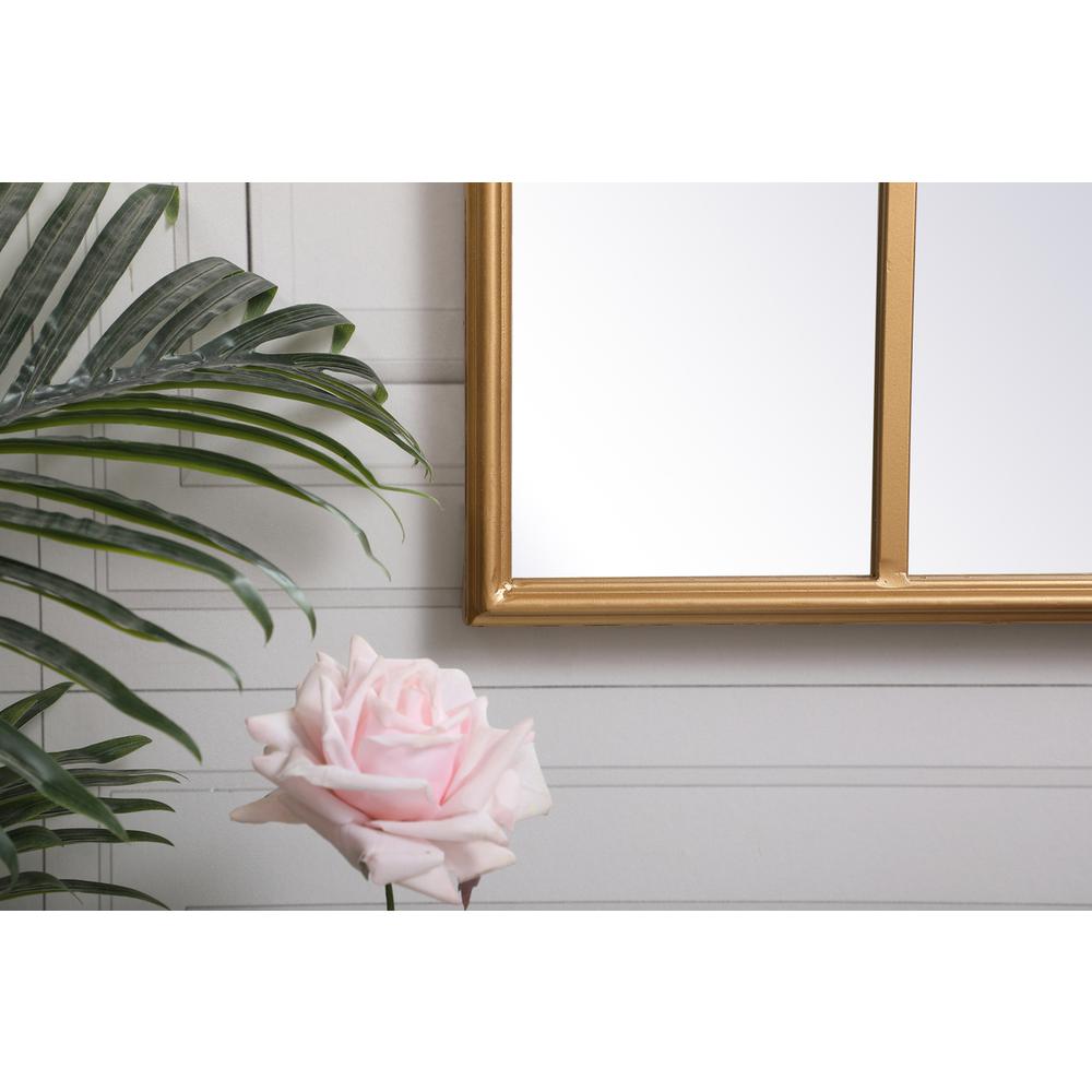 Metal windowpane mirror 28 inch x 41 inch in in Brass