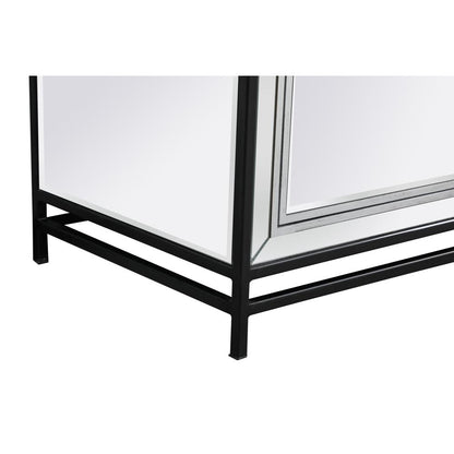 James 72 in. mirrored tv stand with crystal fireplace in black