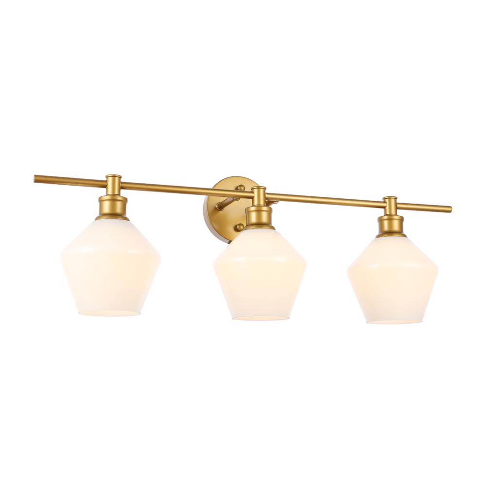 Gene 3 light Brass and Frosted white glass Wall sconce