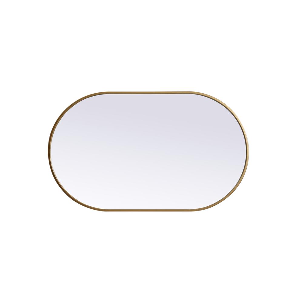 Metal Frame Oval Mirror 24x40 Inch in Brass