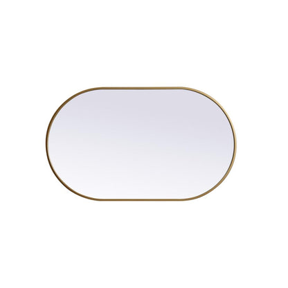 Metal Frame Oval Mirror 24x40 Inch in Brass