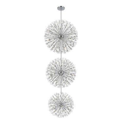 Vera 48 inch three tiers crystal starburst chandelier in chrome