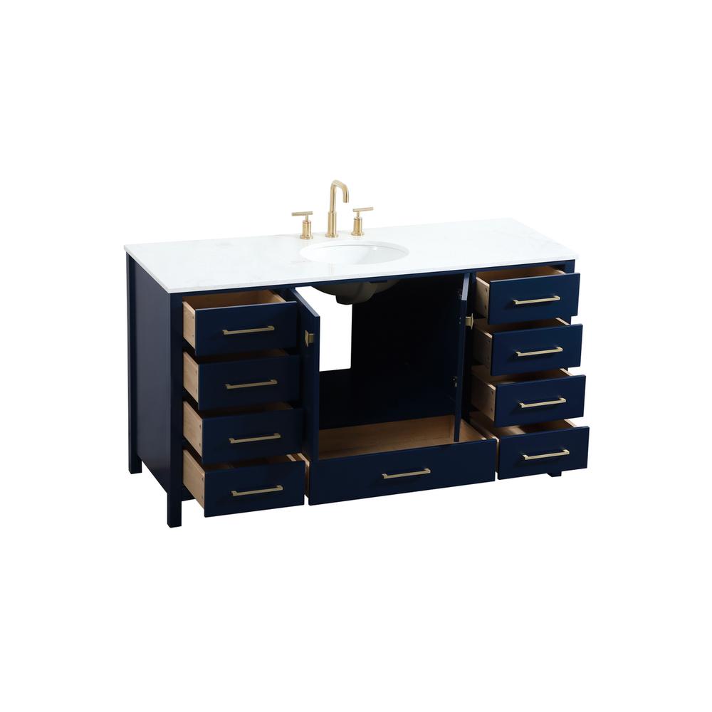 60 inch Single bathroom vanity in blue