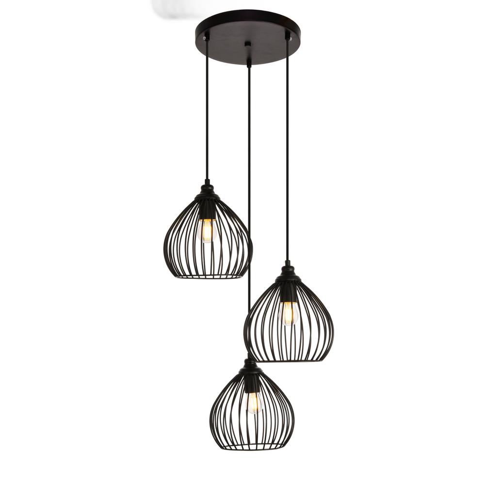 Sayer Collection Pendant D16.0 H23.1 Lt:3 Black Finish