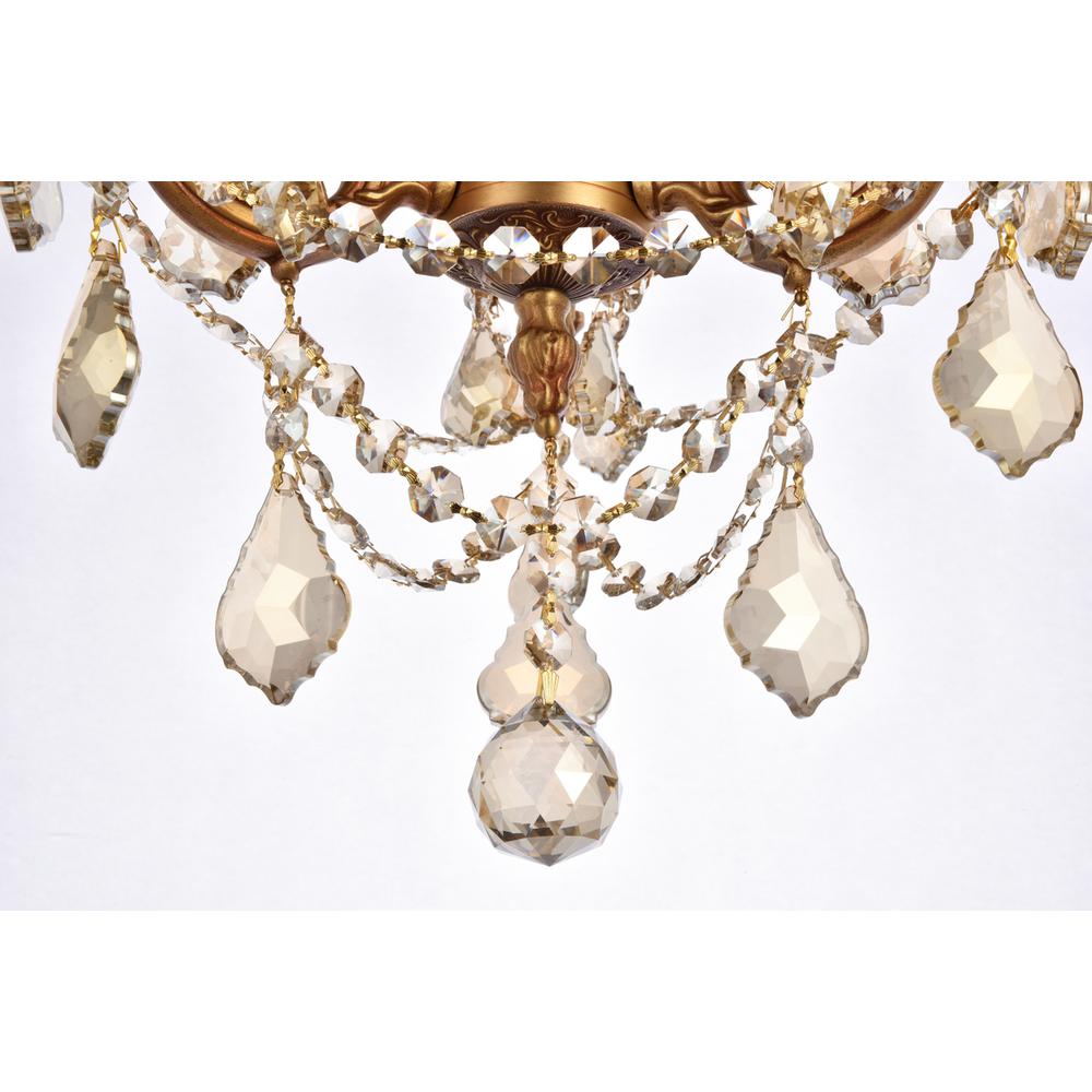 Rosalia 3 light French Gold Pendant Golden Teak (Smoky) Royal Cut Crystal