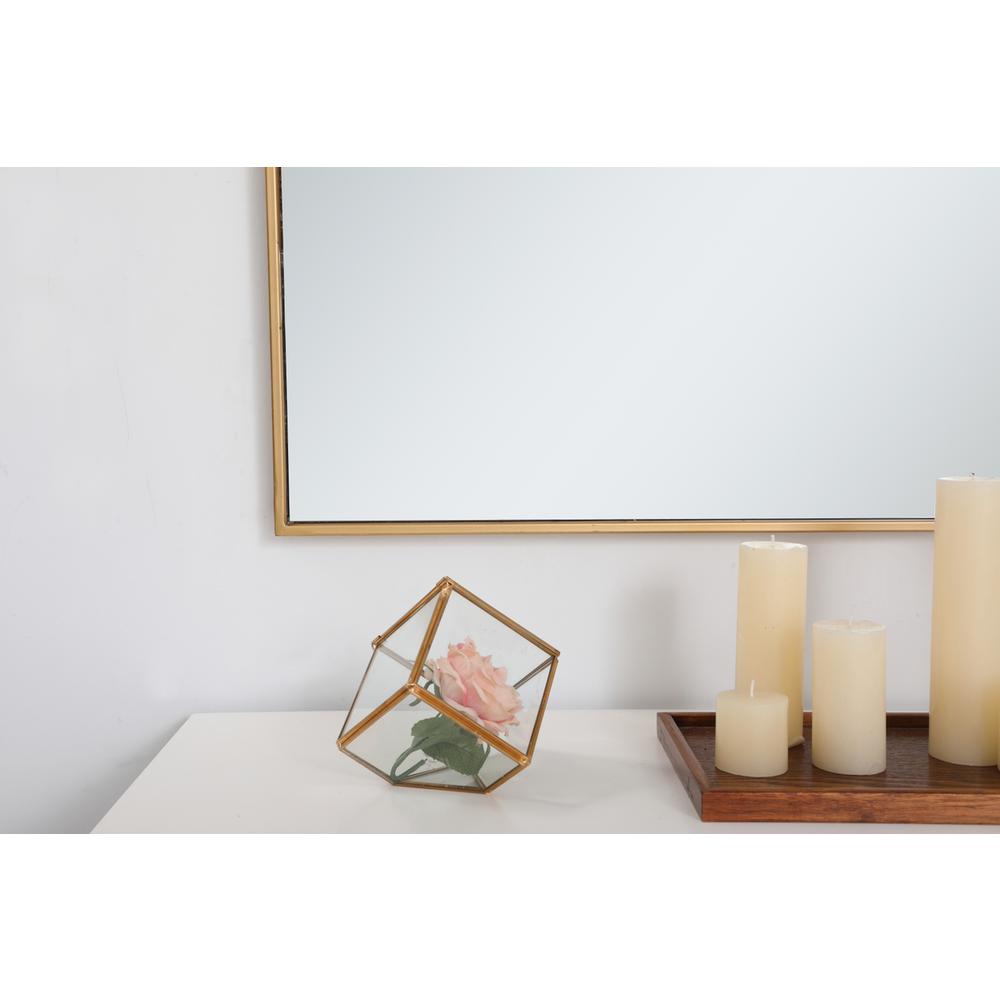 Metal frame rectangle mirror 30 inch in Brass