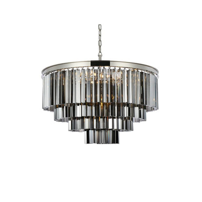 Sydney 17 light polished nickel Chandelier Silver Shade (Grey) Royal Cut Crystal