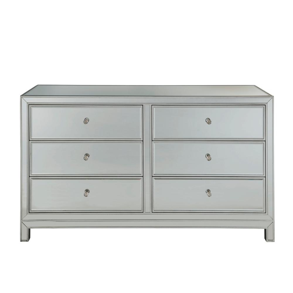 Dresser 6 drawers 60in. W x 18in. D x 32in. H in antique silver paint