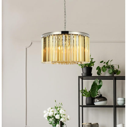 Sydney 8 light polished nickel Chandelier Golden Teak (Smoky) Royal Cut Crystal