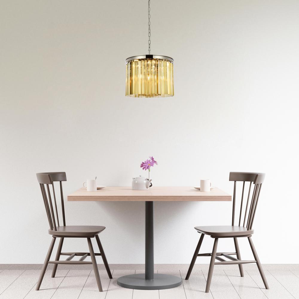 Sydney 6 light polished nickel Pendant Golden Teak (Smoky) Royal Cut Crystal
