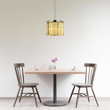 Sydney 6 light polished nickel Pendant Golden Teak (Smoky) Royal Cut Crystal