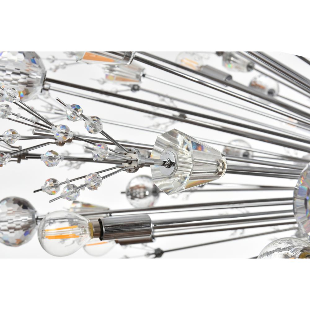 Vera 48 inch three tiers crystal starburst chandelier in chrome