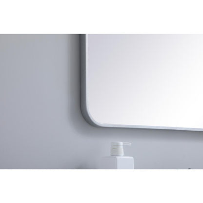 Soft corner metal rectangular mirror 27x36 inch in Silver