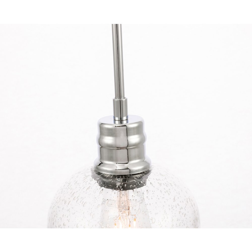 Gabe 1 Light Chrome And Clear Seeded Glass Pendant