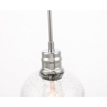 Gabe 1 Light Chrome And Clear Seeded Glass Pendant