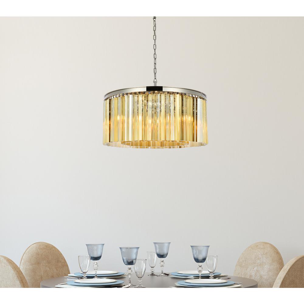 Sydney 8 light polished nickel Chandelier Golden Teak (Smoky) Royal Cut Crystal
