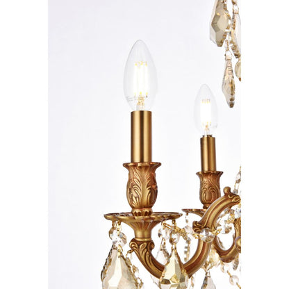 Rosalia 5 light French Gold Pendant Golden Teak (Smoky) Royal Cut Crystal