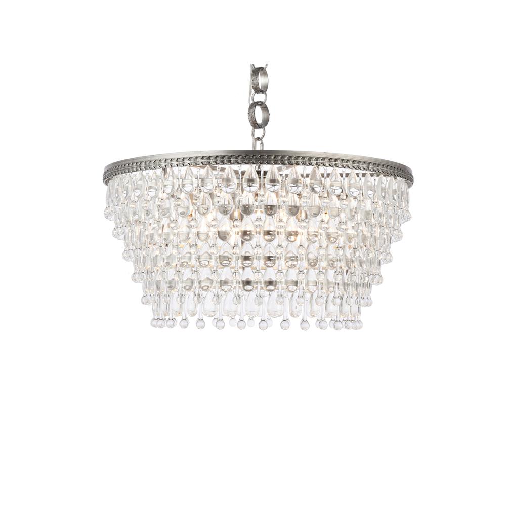 Nordic 6 light antique silver Chandelier Clear Royal Cut Crystal