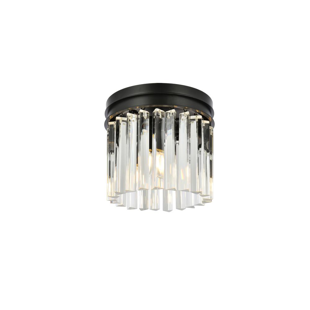 Sydney 3 light Matte Black Flush Mount Clear Royal Cut Crystal