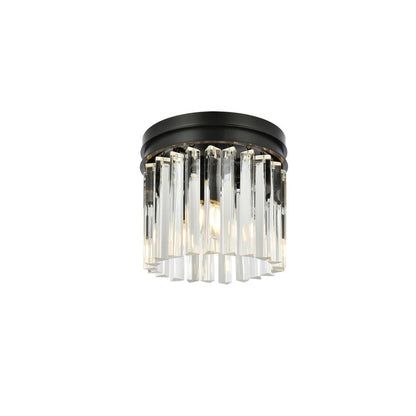 Sydney 3 light Matte Black Flush Mount Clear Royal Cut Crystal