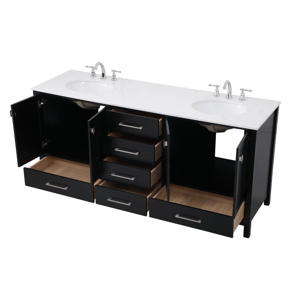 72 inch Double Bathroom Vanity in Black