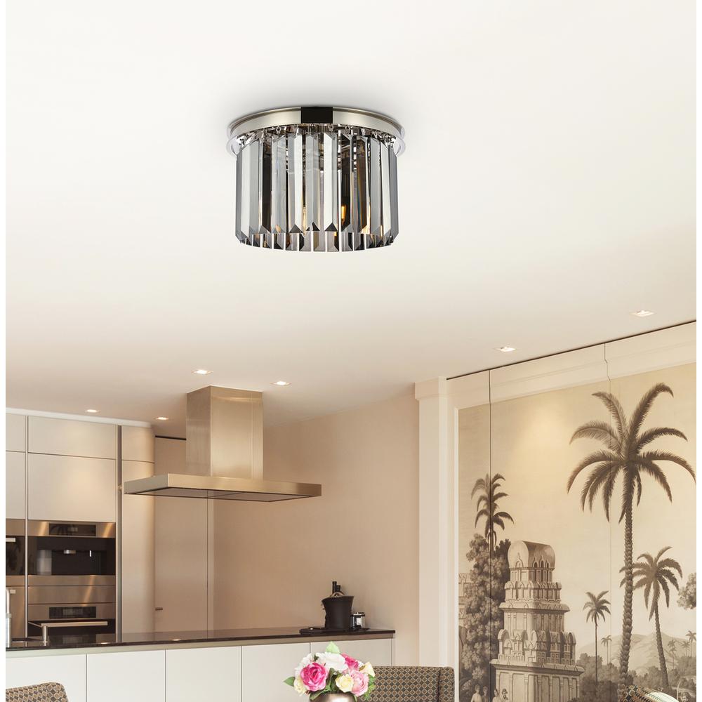 Sydney 3 light polished nickel Flush Mount Silver Shade (Grey) Royal Cut Crystal