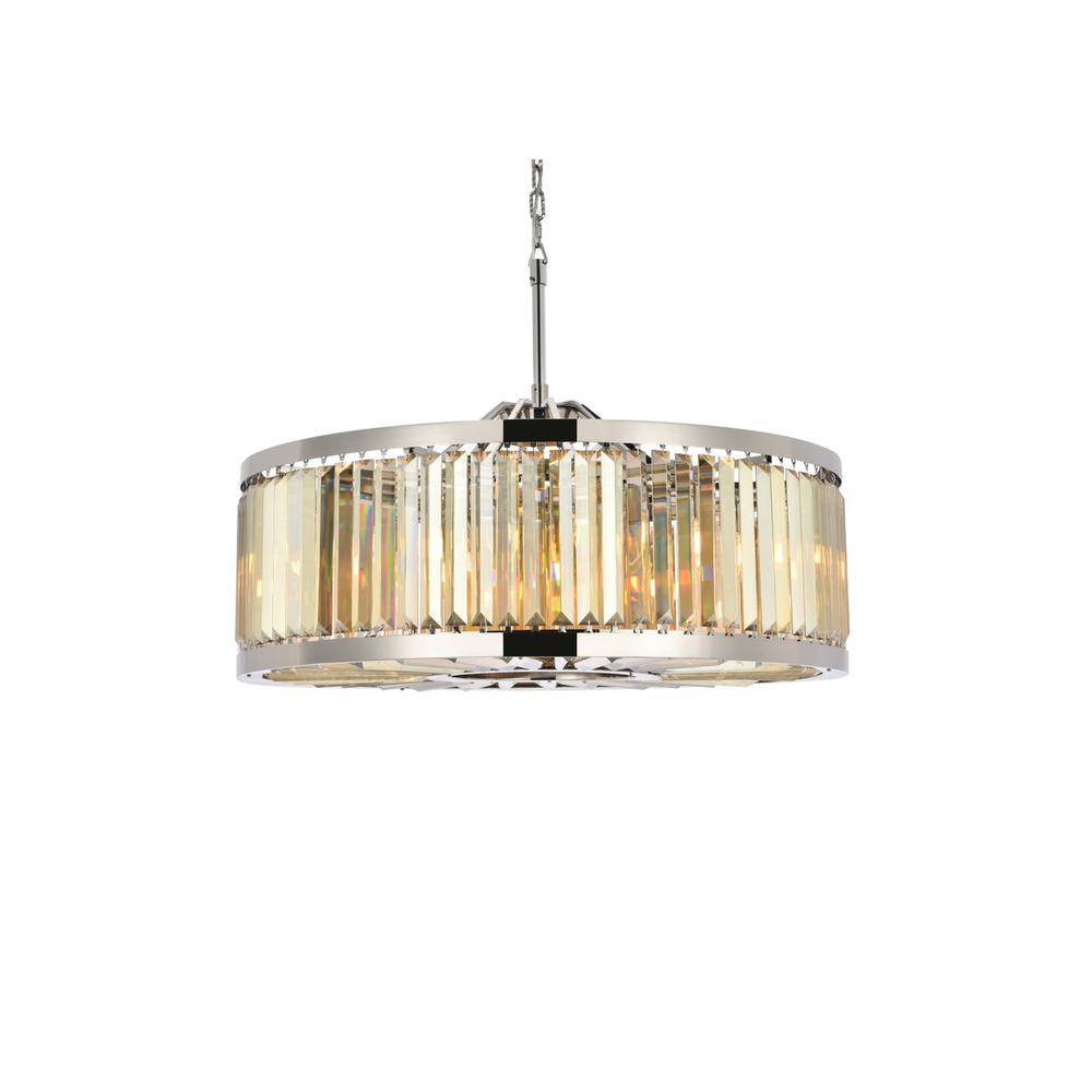 Chelsea 10 light polished nickel Chandelier Golden Teak