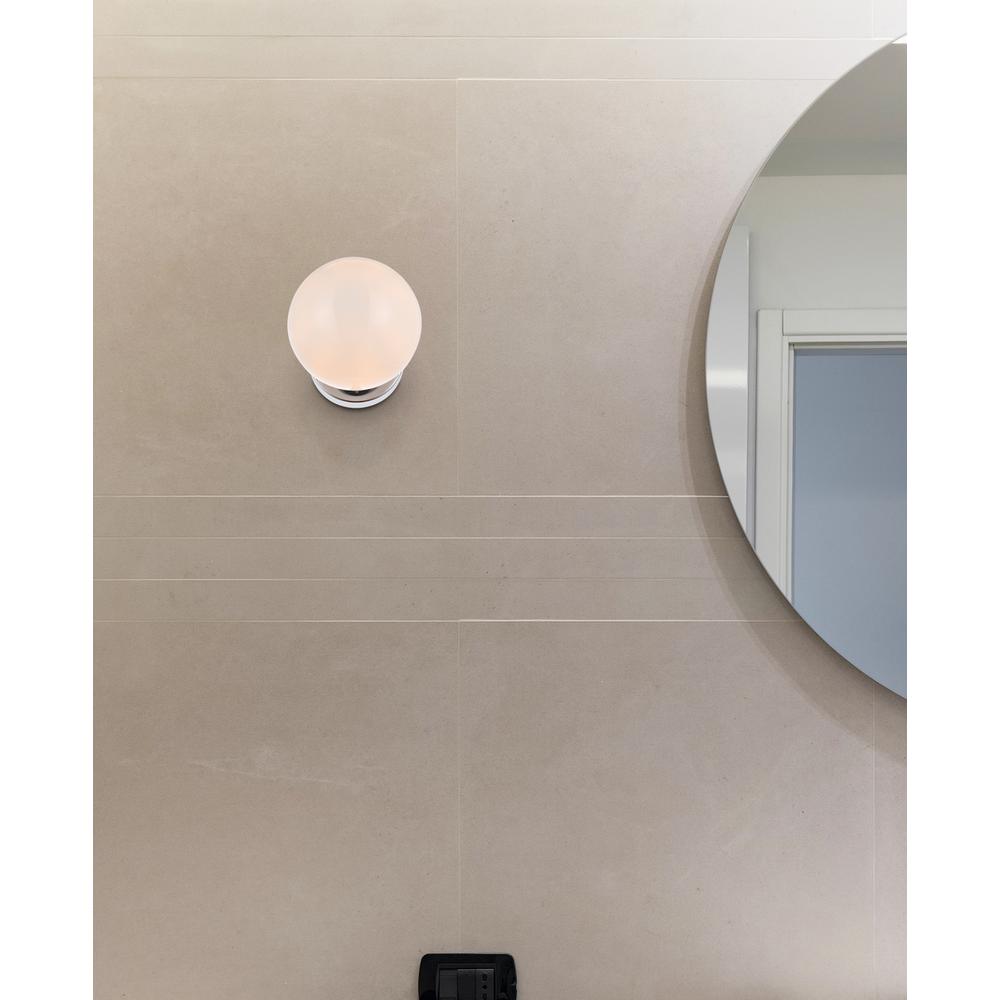 Mimi six inch dual flush mount and bath sconce in chrome with frosted glass