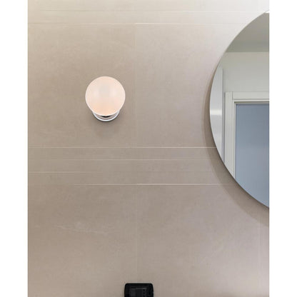 Mimi six inch dual flush mount and bath sconce in chrome with frosted glass