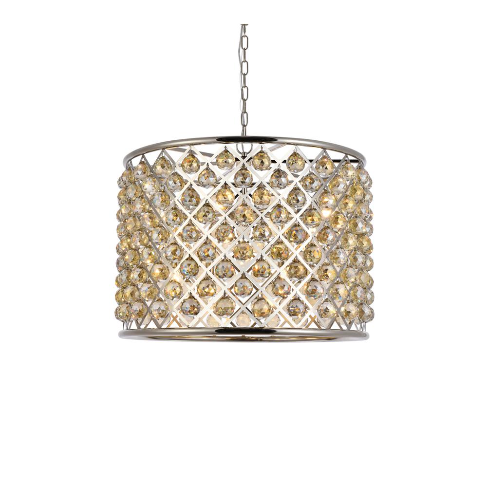 Madison 8 light polished nickel Chandelier Golden Teak (Smoky) Royal Cut Crystal