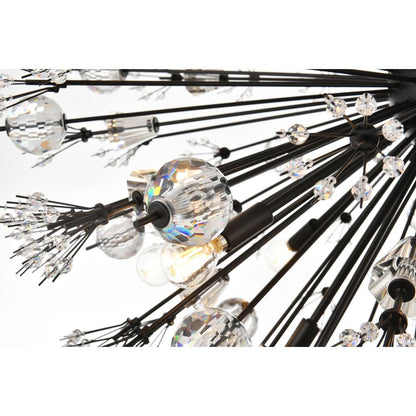 Vera 48 inch three tiers crystal starburst chandelier in black
