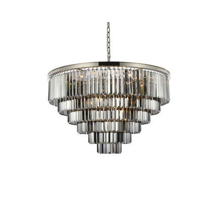 Sydney 33 light polished nickel Chandelier Silver Shade (Grey) Royal Cut Crystal