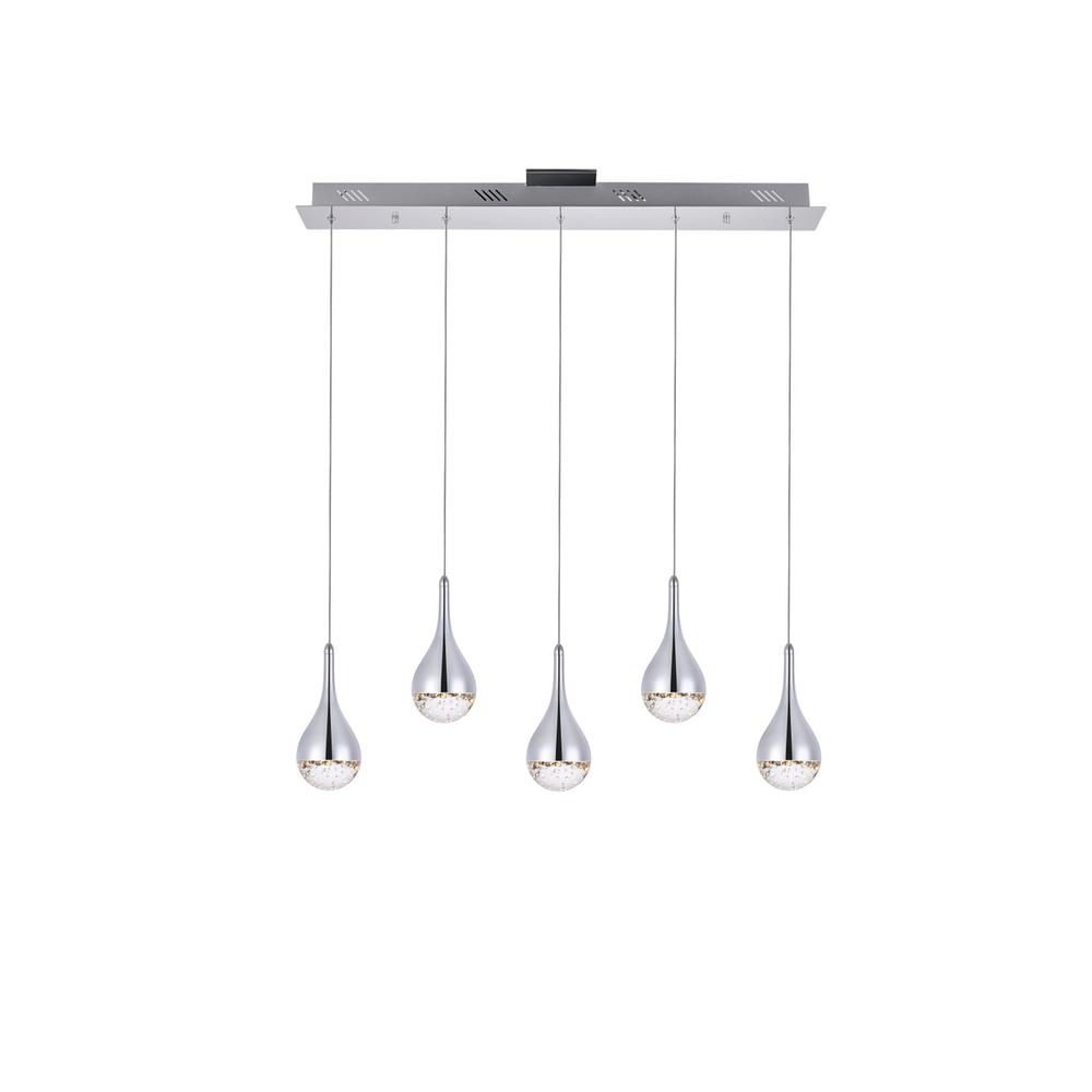 Amherst Collection LED 5-light chandelier 34in x 4in x 9in chrome finish