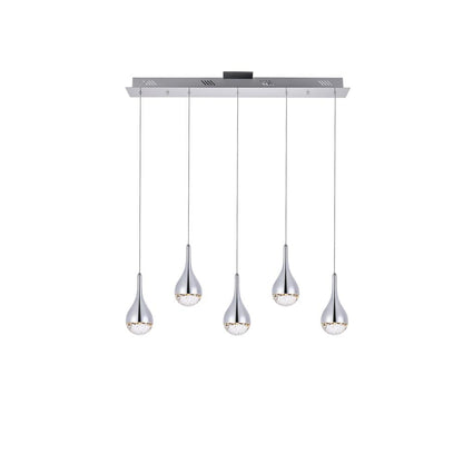 Amherst Collection LED 5-light chandelier 34in x 4in x 9in chrome finish