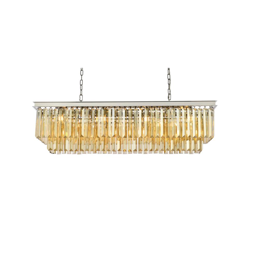 Sydney 12 light polished nickel Chandelier Golden Teak (Smoky) Royal Cut Crystal