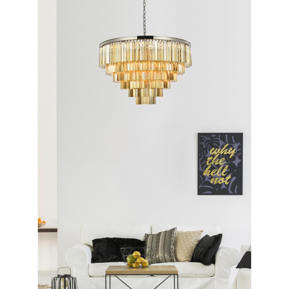 Sydney 33 light polished nickel Chandelier Golden Teak (Smoky) Royal Cut Crystal