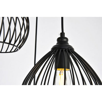 Sayer Collection Pendant D16.0 H23.1 Lt:3 Black Finish