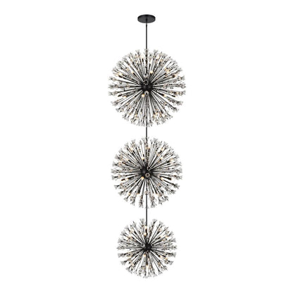 Vera 48 inch three tiers crystal starburst chandelier in black