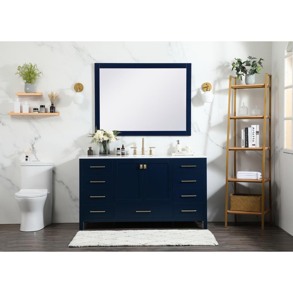 60 inch Single bathroom vanity in blue