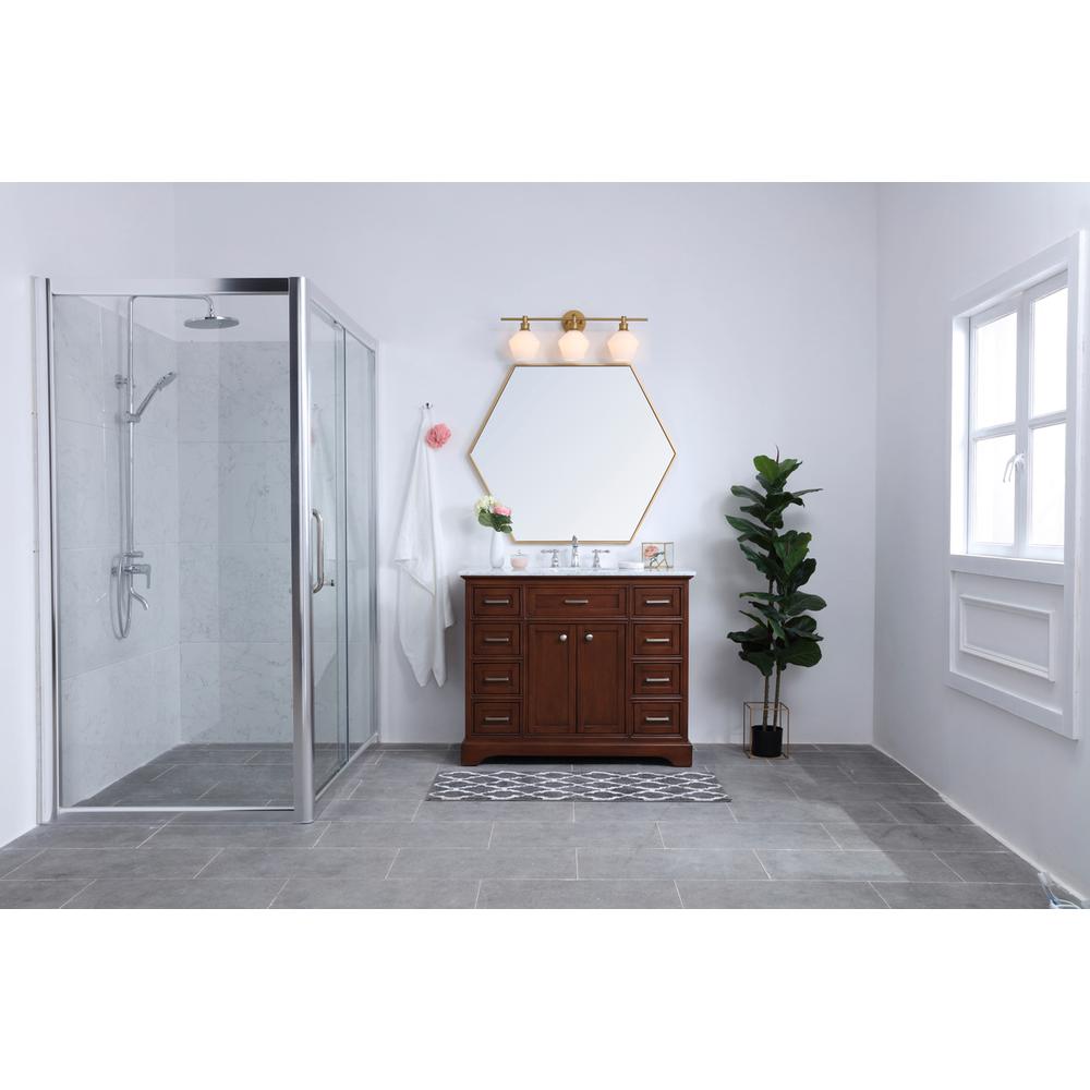 Gene 3 light Brass and Frosted white glass Wall sconce