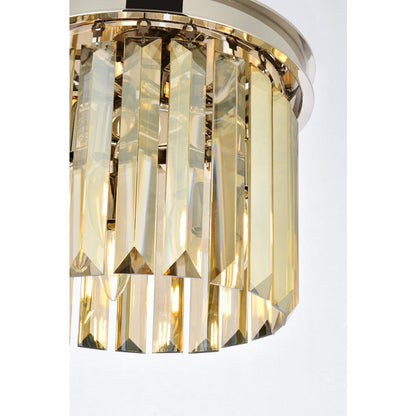 Sydney 3 light polished nickel Pendant Golden Teak (Smoky) Royal Cut Crystal