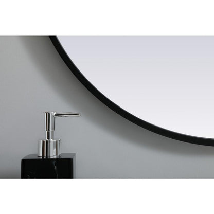 Metal Frame Oval Mirror 24x30 Inch in Black