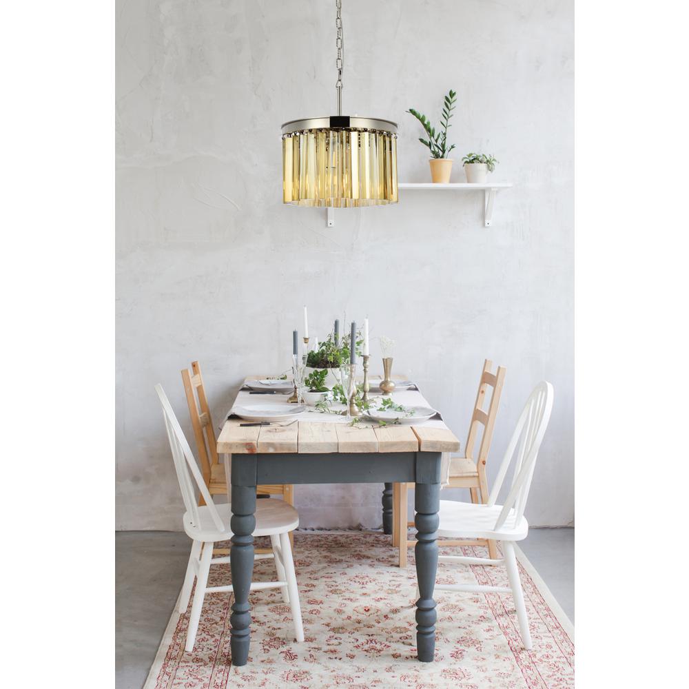 Sydney 3 light polished nickel Pendant Golden Teak (Smoky) Royal Cut Crystal
