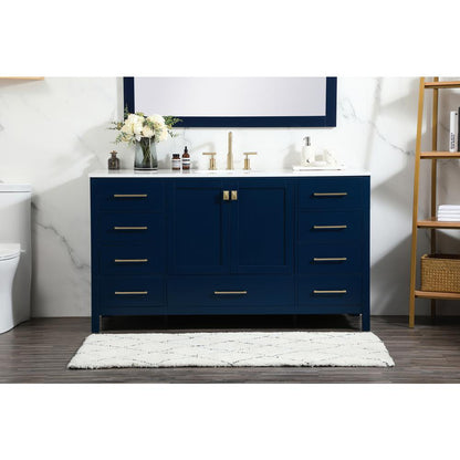 60 inch Single bathroom vanity in blue