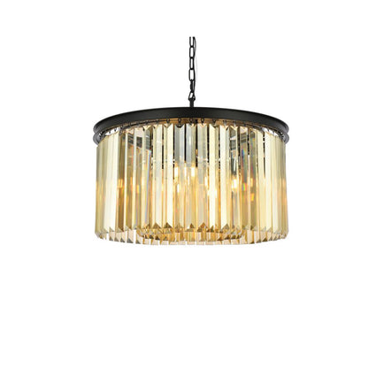 Sydney 8 light Matte Black Chandelier Golden Teak (Smoky) Royal Cut Crystal