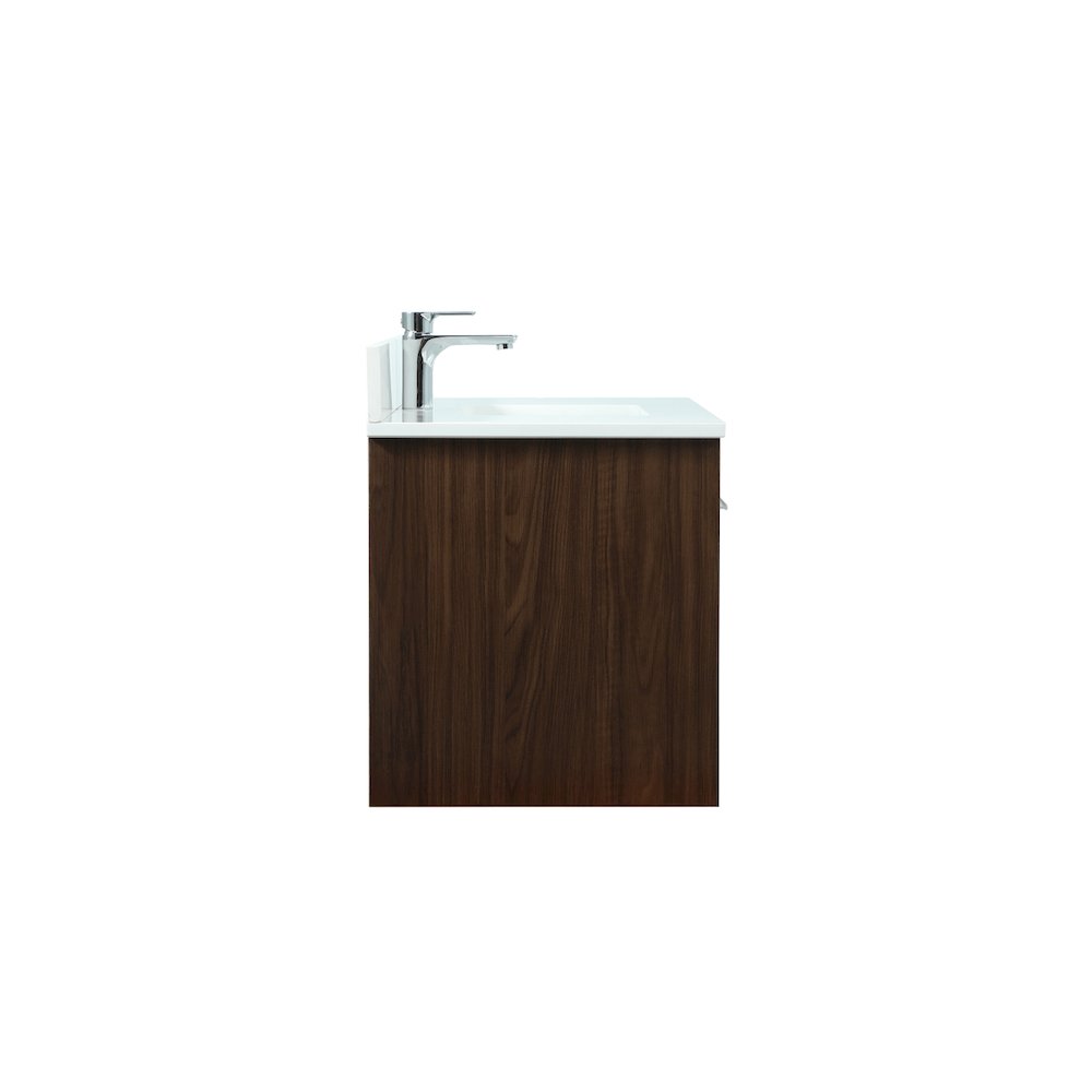 36 Inch Single Bathroom Vanity In Walnut With Backsplash