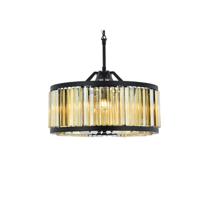Chelsea 8 light Matte Black Chandelier Golden Teak (Smoky) Royal Cut Crystal