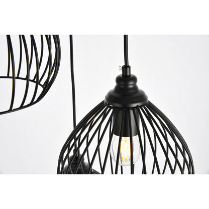 Sayer Collection Pendant D16.0 H23.1 Lt:3 Black Finish