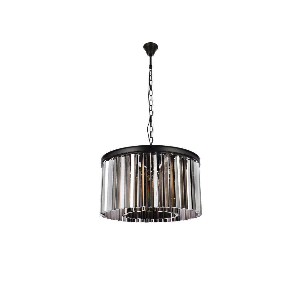 Sydney 8 light Matte Black Chandelier Silver Shade (Grey) Royal Cut Crystal
