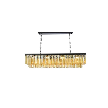 Sydney 12 light Matte Black Chandelier Golden Teak (Smoky) Royal Cut Crystal